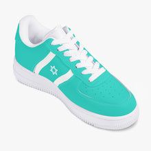 Load image into Gallery viewer, Unisex David Elevate Star Of David Low-Top Leather David Denza Sneakers  turquoise and white