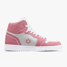 Load image into Gallery viewer, Unisex David Legends Star Of David High-Top Leather Sneakers David Denza- Pink and White