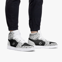 Load image into Gallery viewer, Unisex David Legends Star Of David High-Top Leather Sneakers David Denza - White &amp; Black with Gray