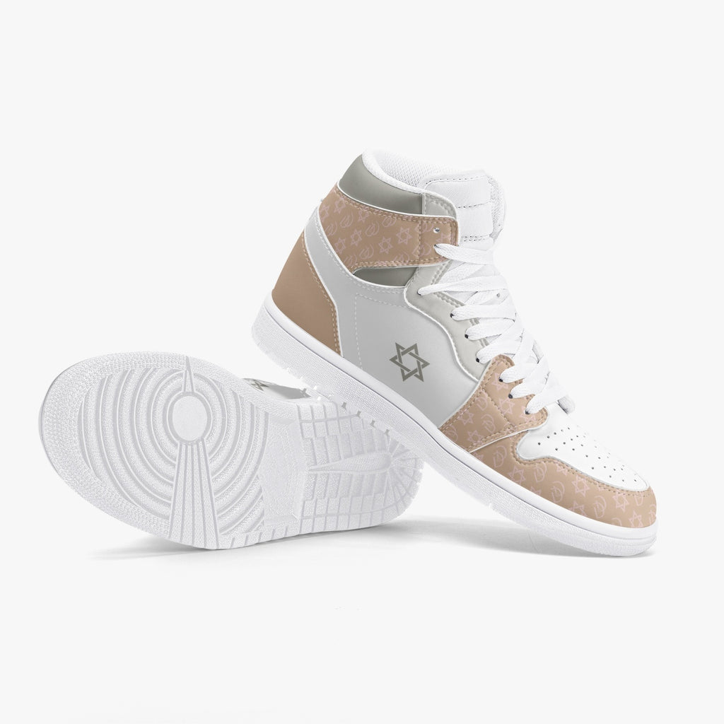 Unisex David Legends Star Of David High-Top Leather Sneakers David Denza - Brown White color