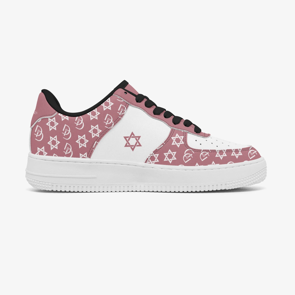 Unisex David Elevate Star Of David Leather David Denza Sneakers - Rose Dust & White