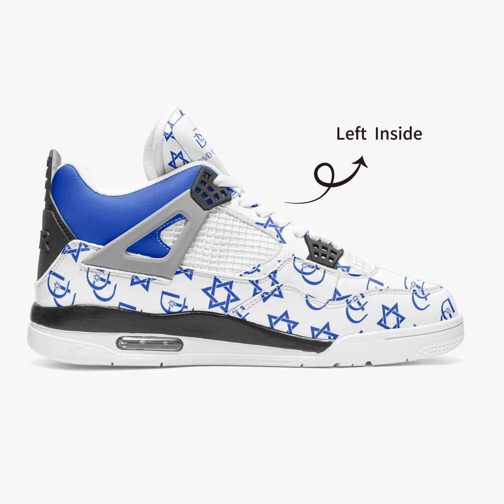 Unisex David Prime Star Of David Basketball Sneakers -White with blue