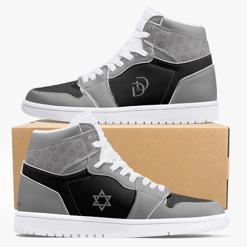 Unisex David Legends Star Of David High-Top Leather Sneakers David Denza - Black and Gray