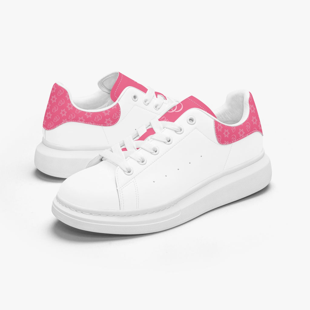 Unisex David Bold Star Of David Pattern Leather Oversized Sneakers - Pink Color