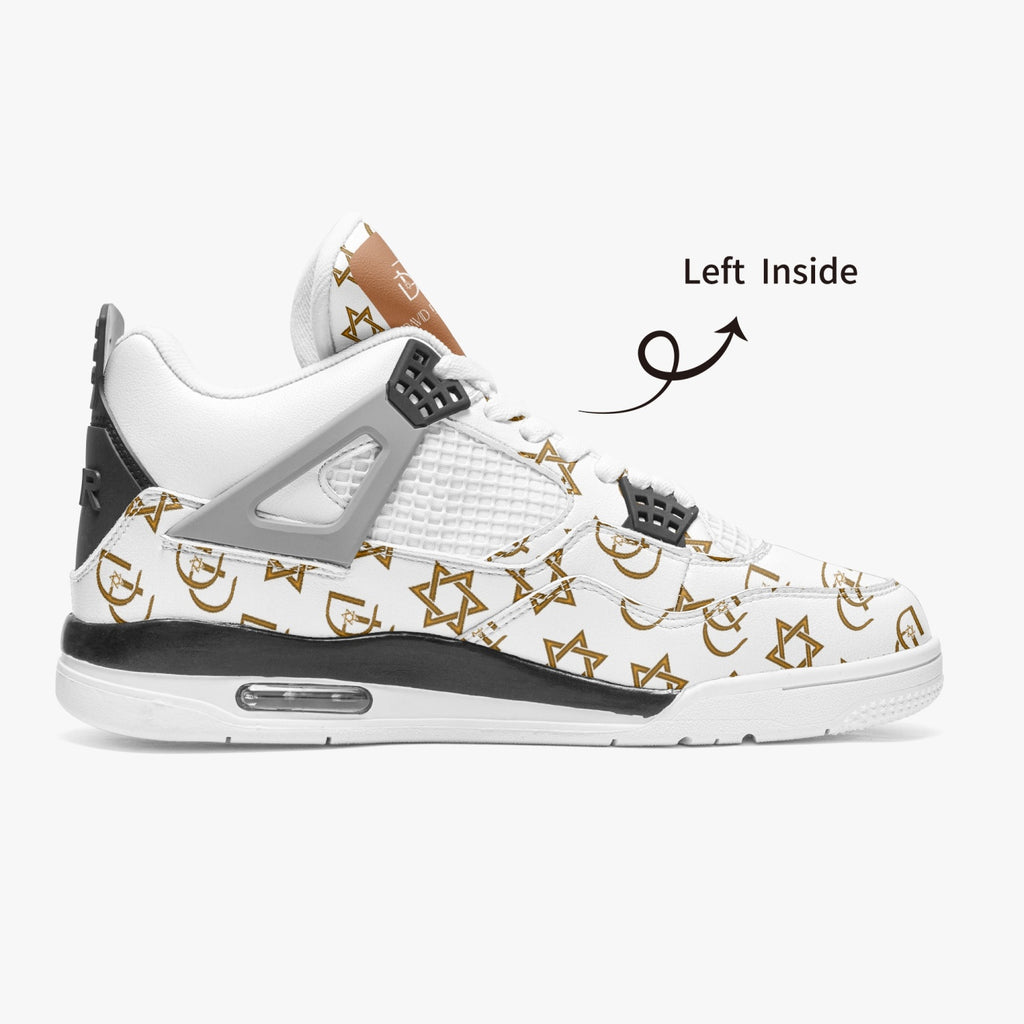 Unisex David Prime Star Of David Basketball Sneakers -White with gold