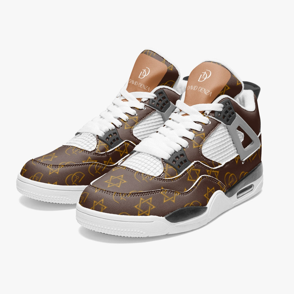 Unisex David Prime Star Of David Basketball Sneakers -Brown with gold