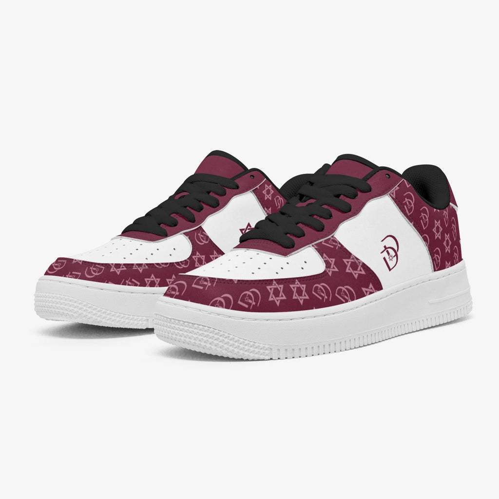 Unisex David Elevate Star Of David Leather David Denza Sneakers - Rich Burgundy