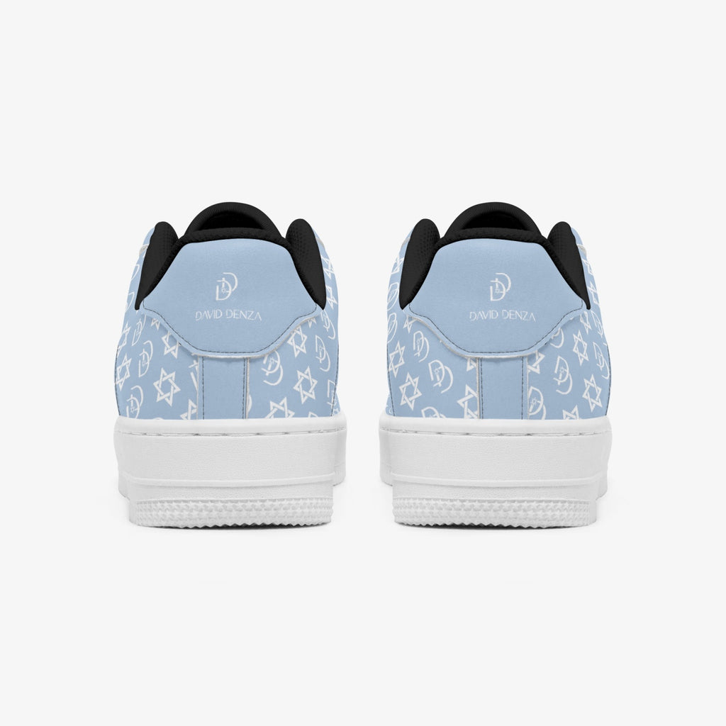 Unisex David Elevate Star Of David Leather David Denza Sneakers  - Sky Blue & White