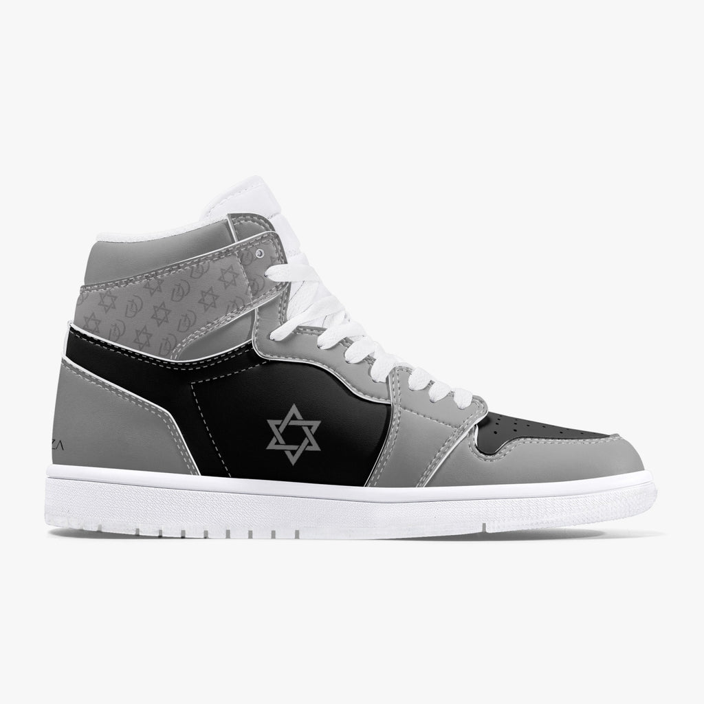 Unisex David Legends Star Of David High-Top Leather Sneakers David Denza - Black and Gray