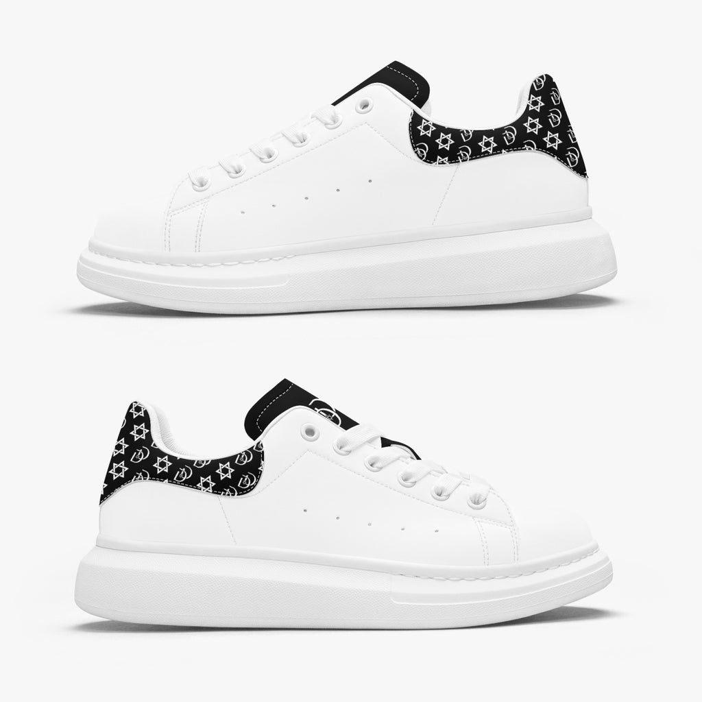 Unisex David Bold Star Of David Pattern Leather Oversized Sneakers - black