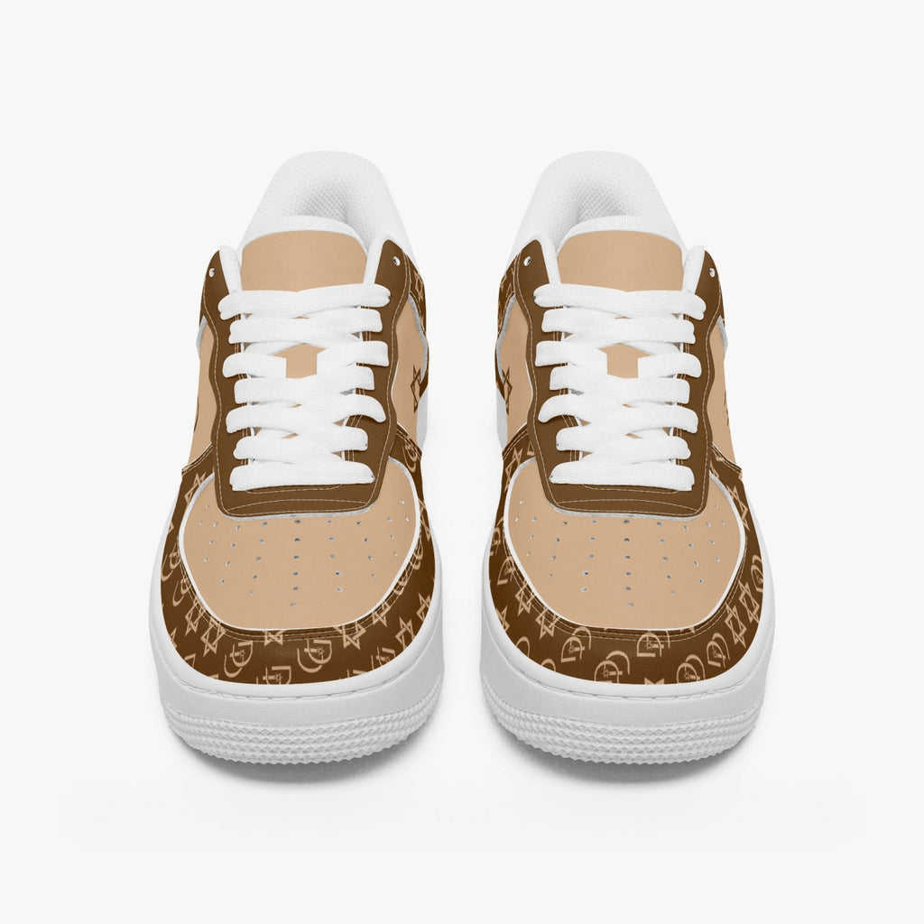 Unisex David Elevate Star Of David Leather David Denza Sneakers - Brown & Light Tan