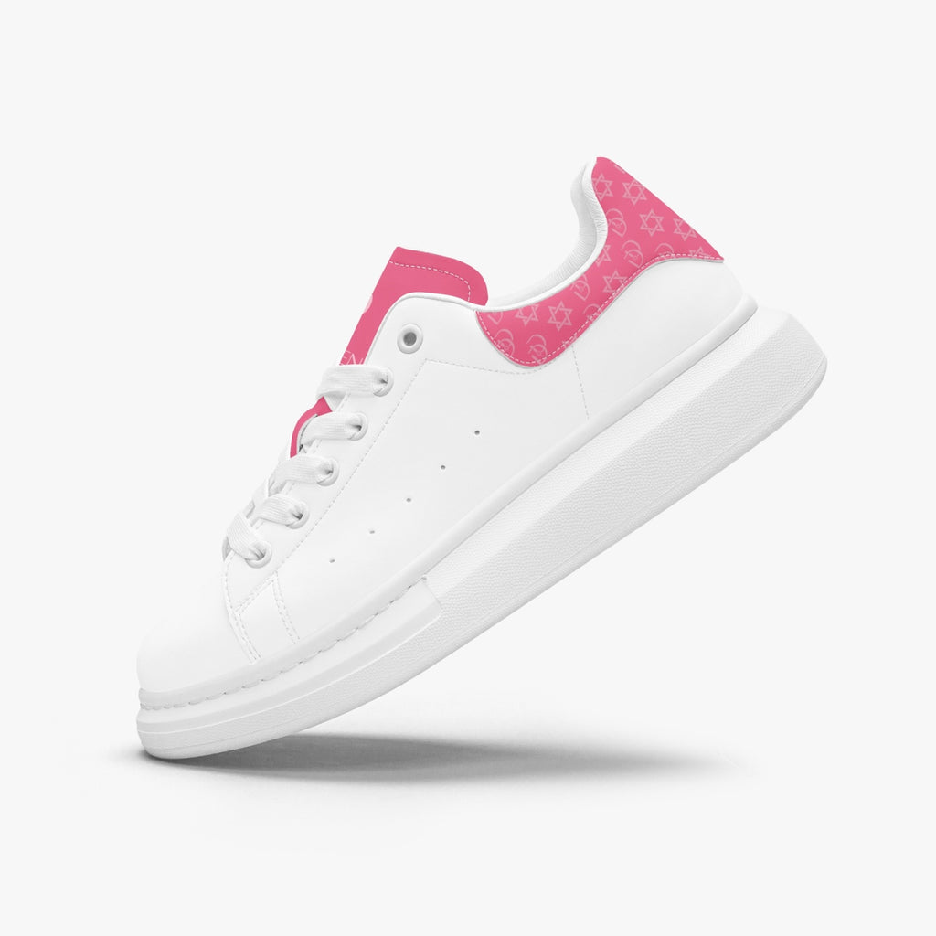 Unisex David Bold Star Of David Pattern Leather Oversized Sneakers - Pink Color