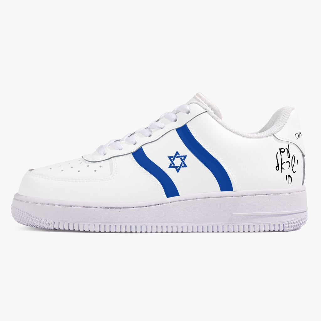 Unisex David Elevate Star Of David Low-Top Leather David Denza Sneakers - White & Blue