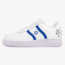 Load image into Gallery viewer, Unisex David Elevate Star Of David Low-Top Leather David Denza Sneakers - White &amp; Blue