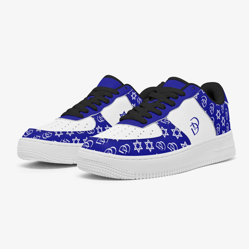 Unisex David Elevate Star Of David Leather David Denza Sneakers - Dark Blue White