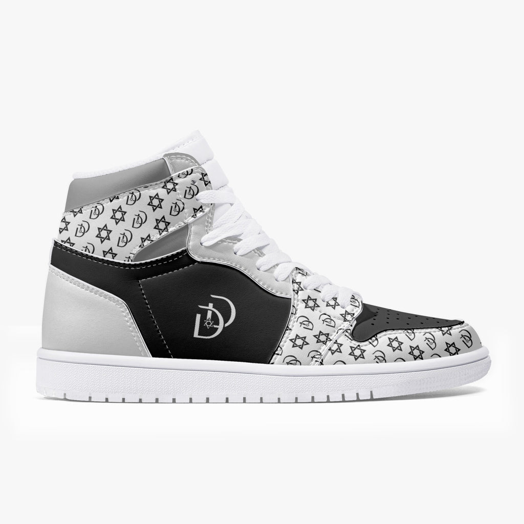 Unisex David Legends Star Of David High-Top Leather Sneakers David Denza - White & Black with Gray