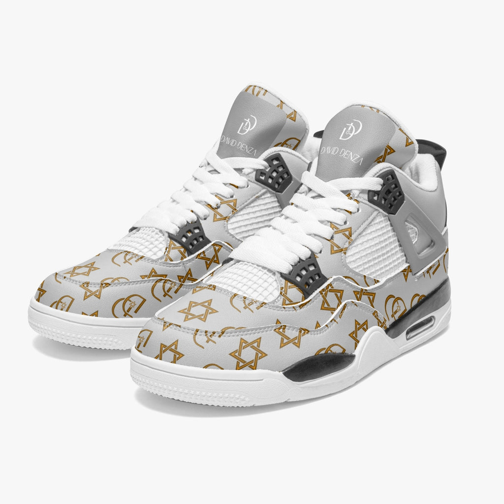 Unisex David Prime Star Of David Basketball Sneakers -Silver with gold