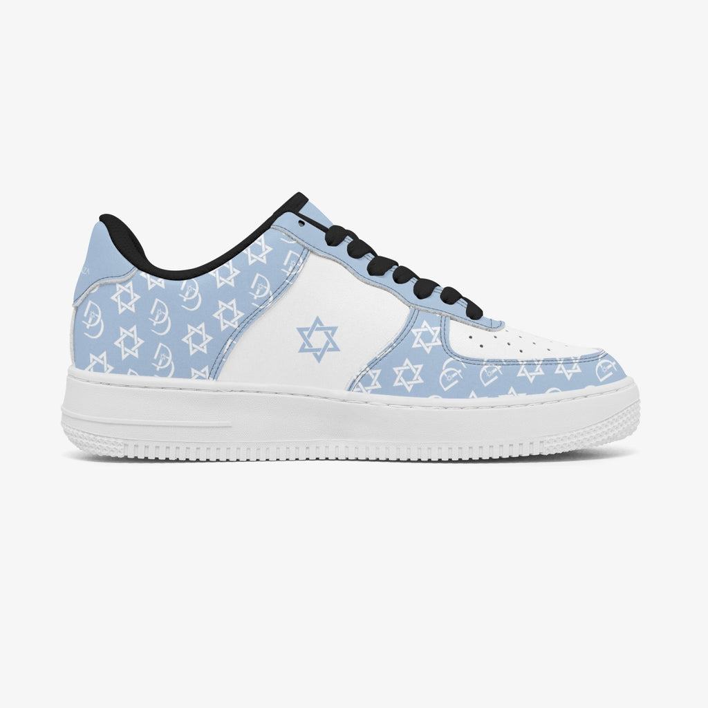 Unisex David Elevate Star Of David Leather David Denza Sneakers  - Sky Blue & White