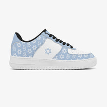 Load image into Gallery viewer, Unisex David Elevate Star Of David Leather David Denza Sneakers  - Sky Blue &amp; White