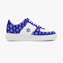 Load image into Gallery viewer, Unisex David Elevate Star Of David Leather David Denza Sneakers - Dark Blue White