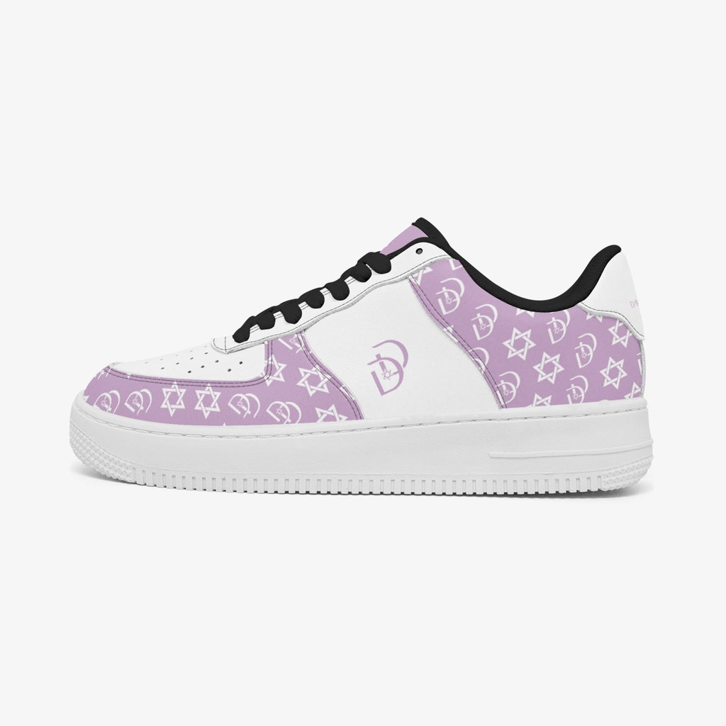 Unisex David Elevate Star Of David Leather David Denza Sneakers - Orchid Haze & White