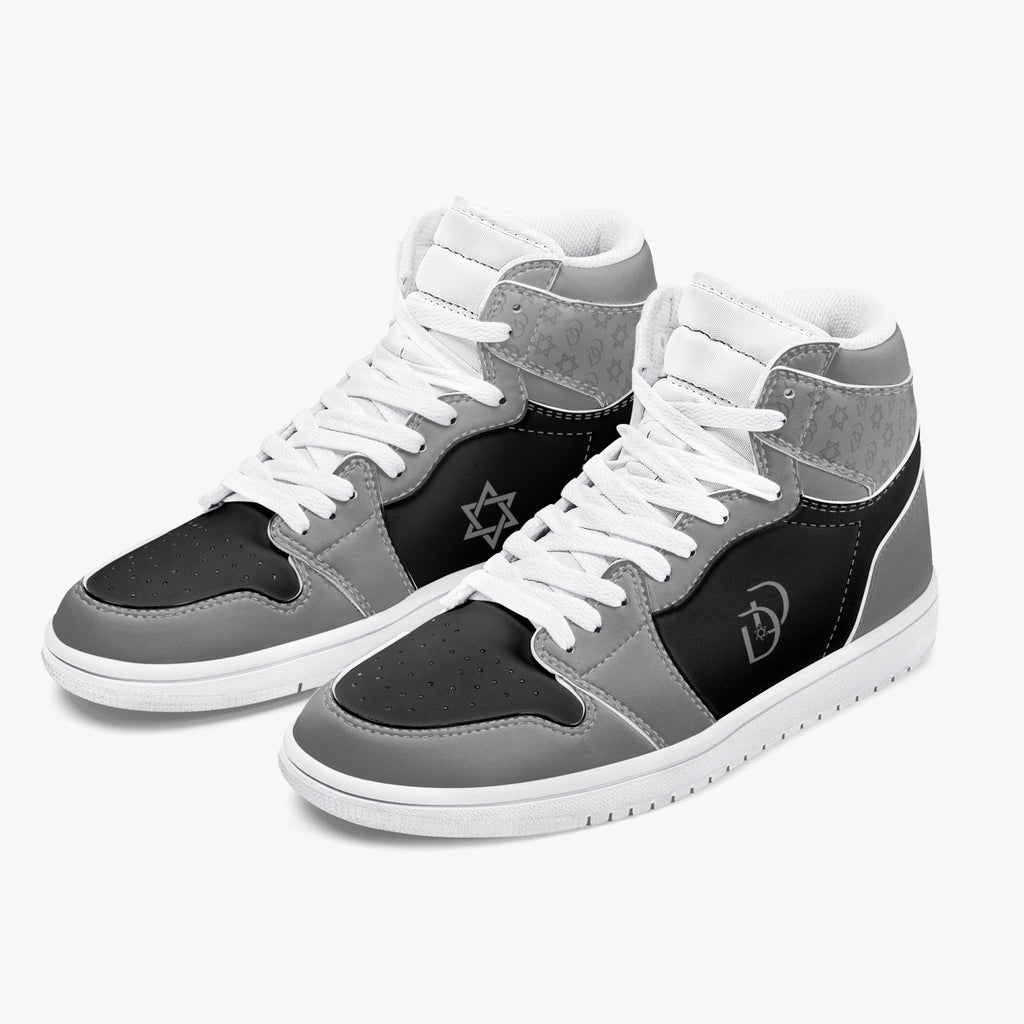 Unisex David Legends Star Of David High-Top Leather Sneakers David Denza - Black and Gray