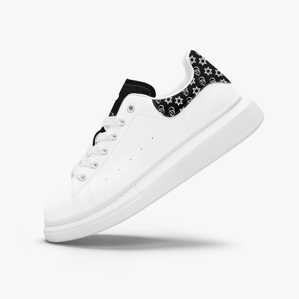 Unisex David Bold Star Of David Pattern Leather Oversized Sneakers - black