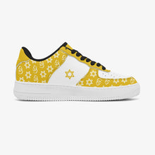 Load image into Gallery viewer, Unisex David Elevate Star Of David Shoes Leather David Denza Sneakers - Golden Yellow