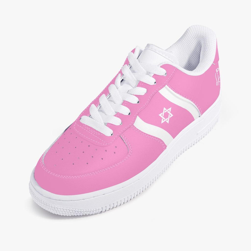 Unisex David Elevate Star Of David Low-Top Leather David Denza Sneakers - Pink and white