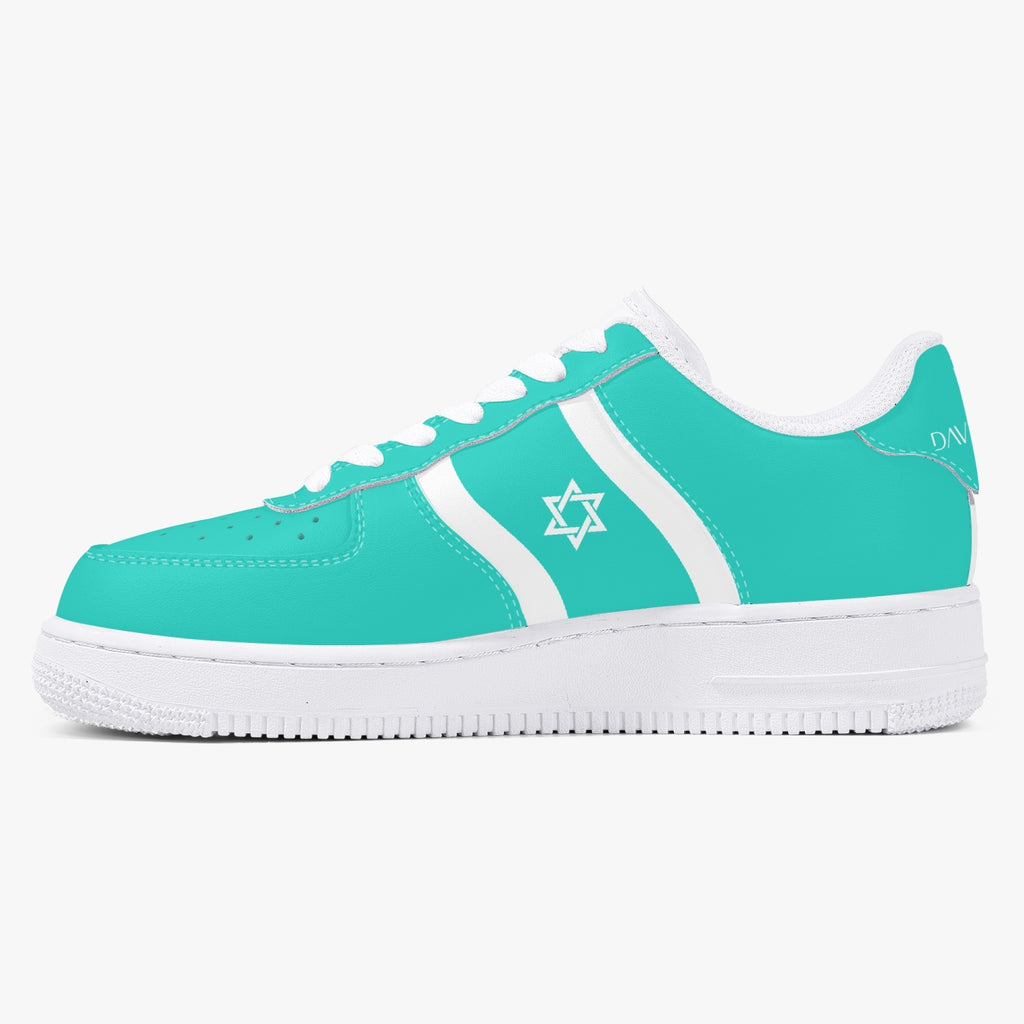 Unisex David Elevate Star Of David Low-Top Leather David Denza Sneakers  turquoise and white