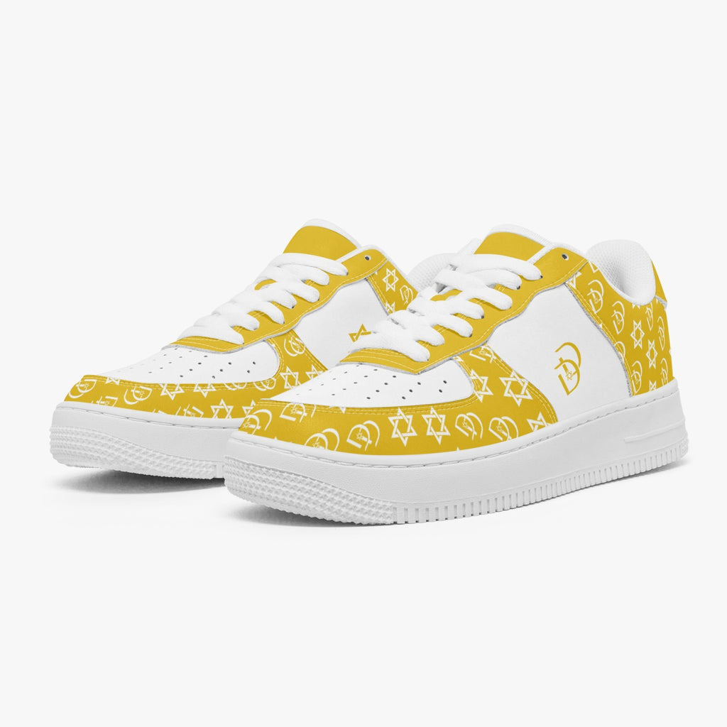 Unisex David Elevate Star Of David Shoes Leather David Denza Sneakers - Golden Yellow