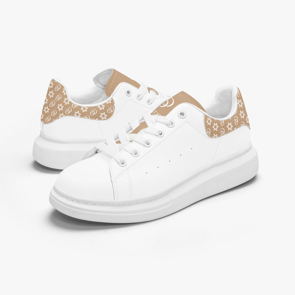 Unisex David Bold Star Of David Pattern Leather Oversized Sneakers - Golden