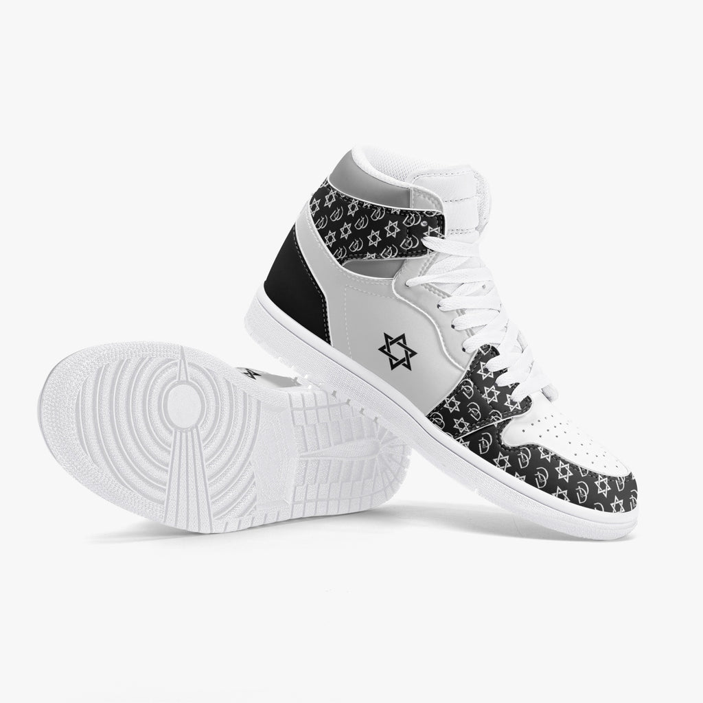 Unisex David Legends Star Of David High-Top Leather Sneakers David Denza - Black and White