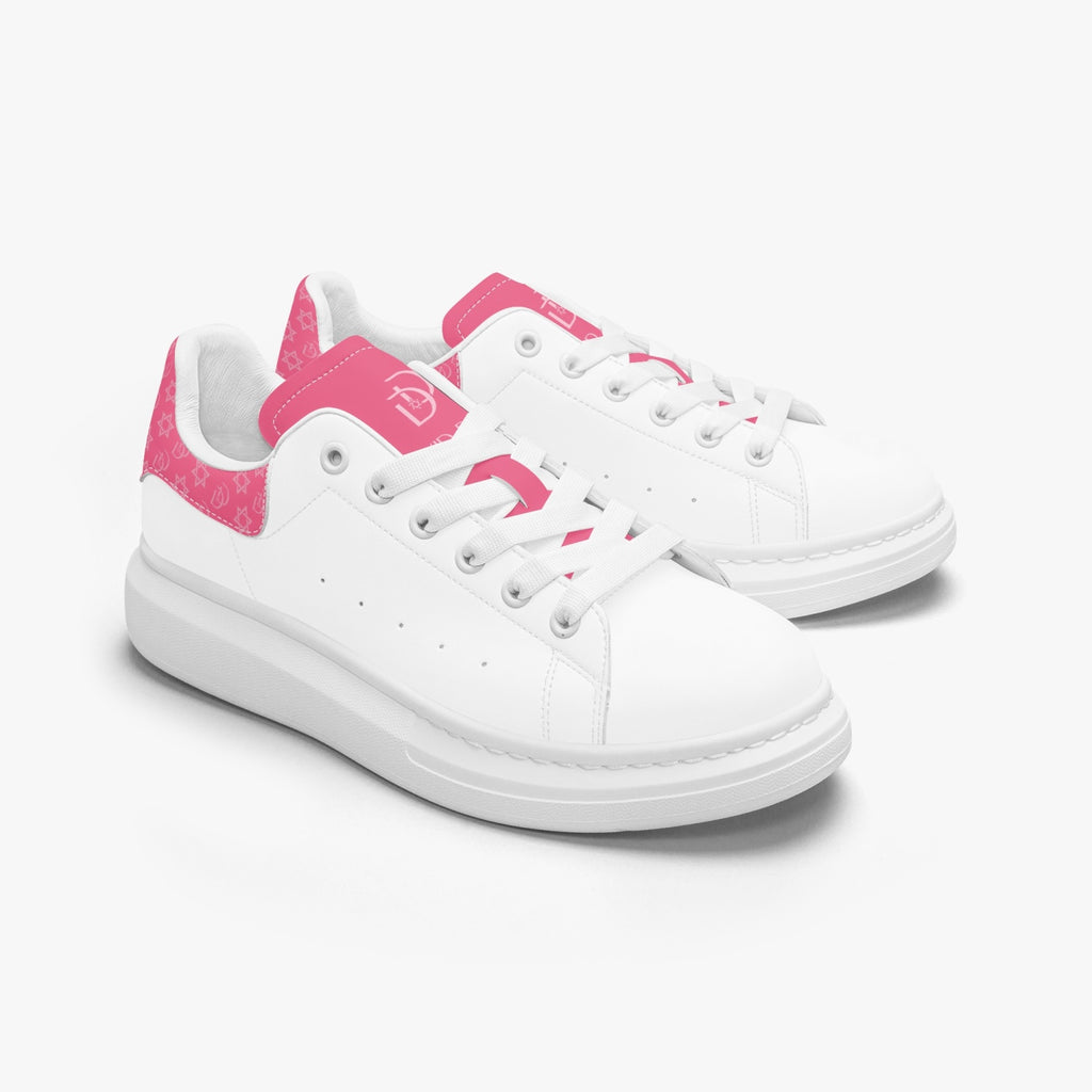 Unisex David Bold Star Of David Pattern Leather Oversized Sneakers - Pink Color