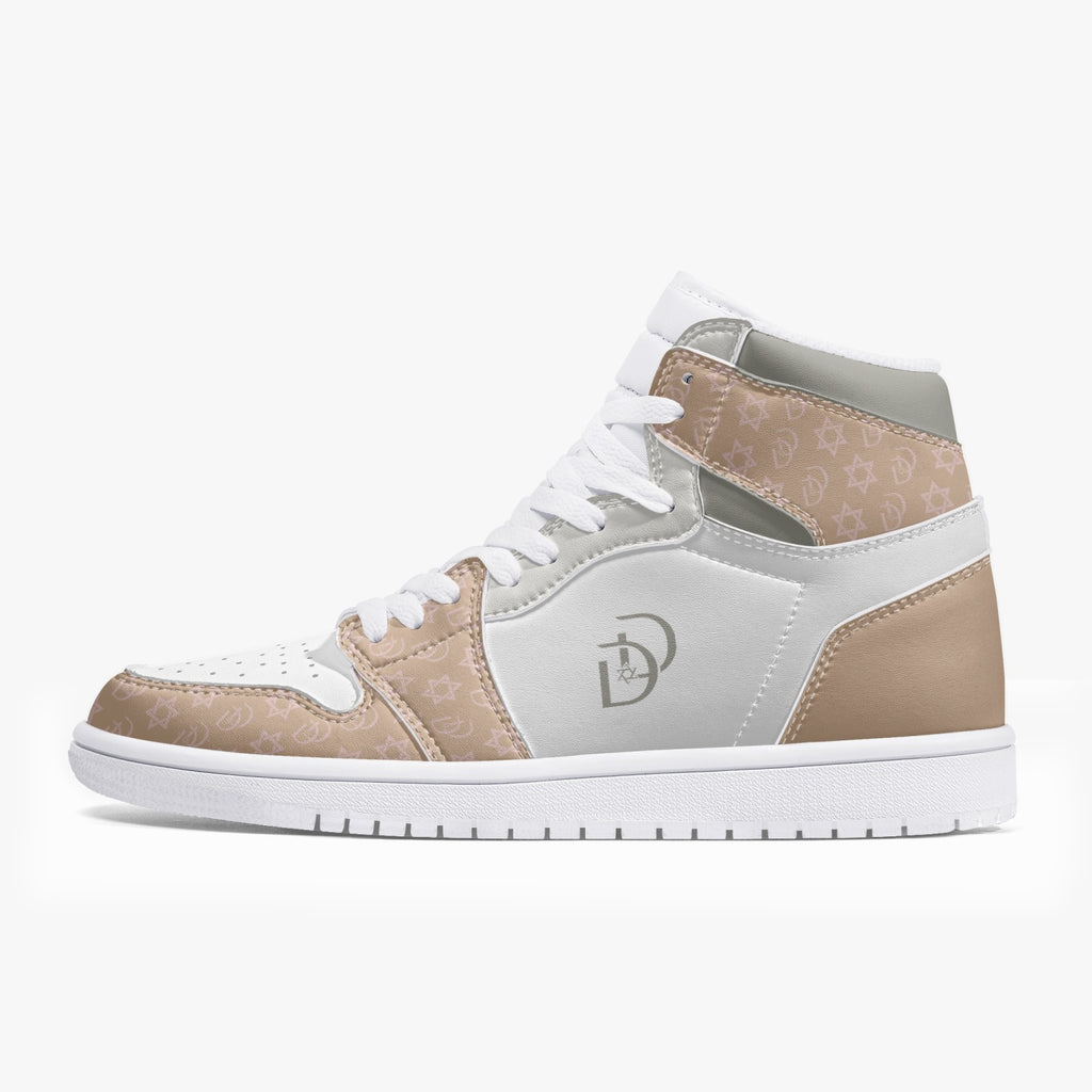 Unisex David Legends Star Of David High-Top Leather Sneakers David Denza - Brown White color