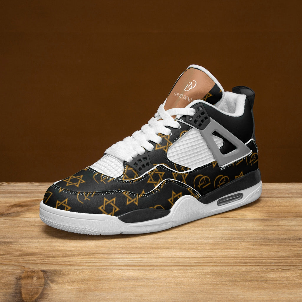 Unisex David Prime Star Of David Basketball Sneakers -Black with gold