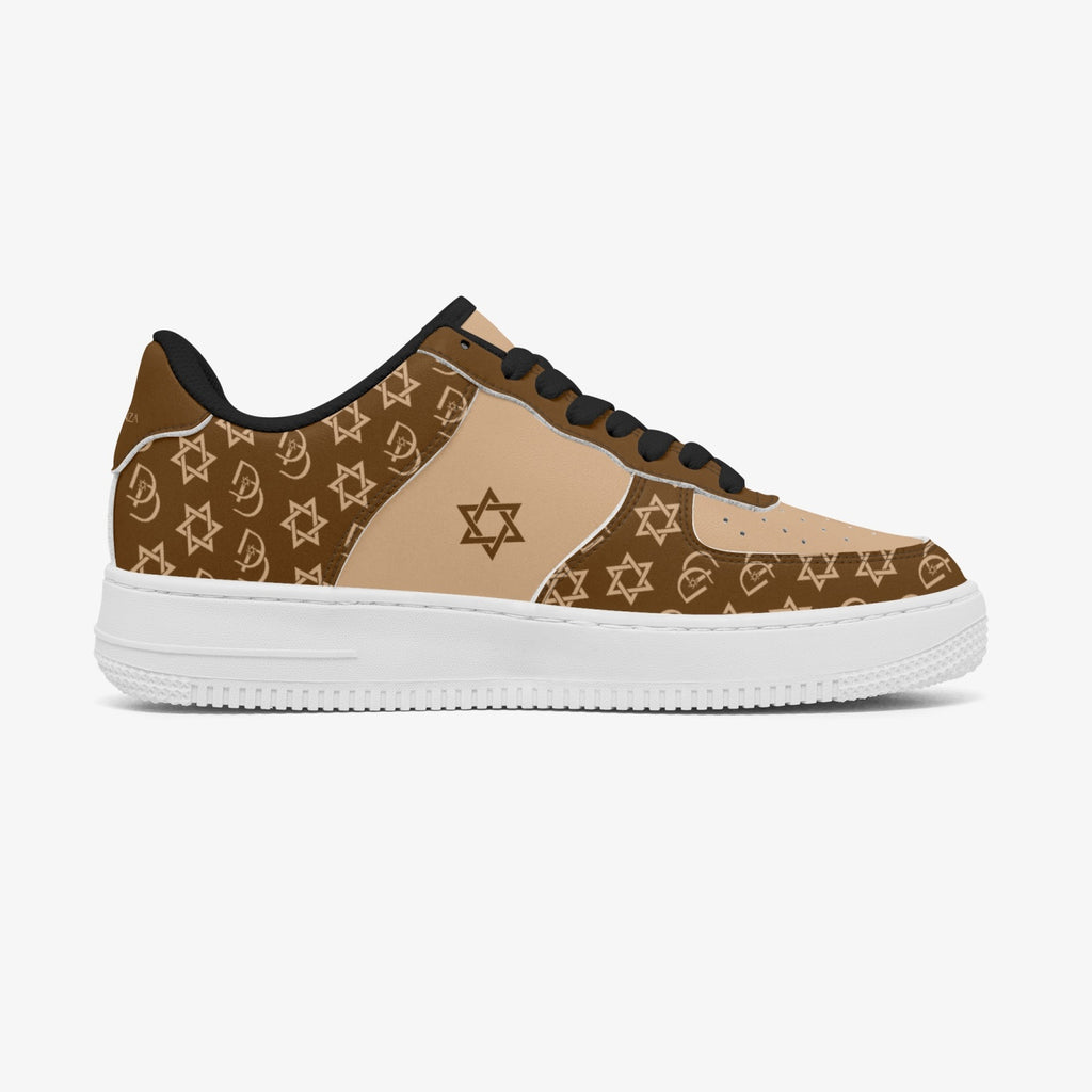 Unisex David Elevate Star Of David Leather David Denza Sneakers - Brown & Light Tan