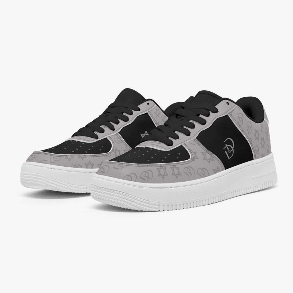 Unisex David Elevate Star Of David Low-Top Leather David Denza Sneakers - Black and Gray