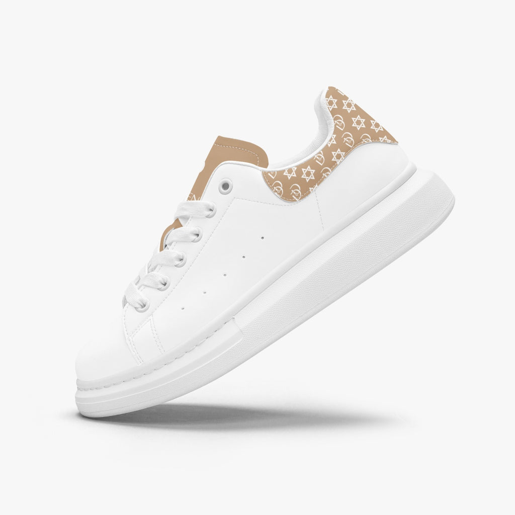 Unisex David Bold Star Of David Pattern Leather Oversized Sneakers - Golden