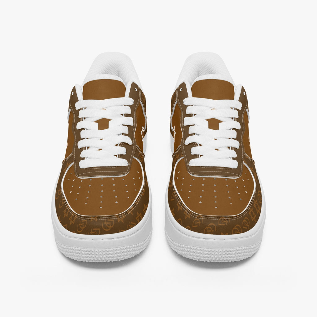 Unisex David Elevate Star Of David Leather David Denza Sneakers - Rich Brown & Light Tan