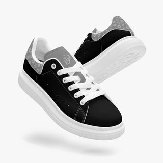 Unisex David Bold Star Of David Pattern Leather Oversized Sneakers -  silver on Black