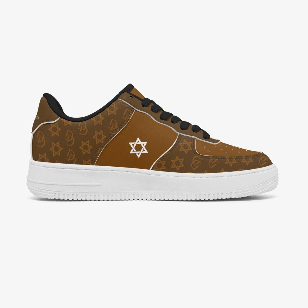 Unisex David Elevate Star Of David Leather David Denza Sneakers - Rich Brown & Light Tan