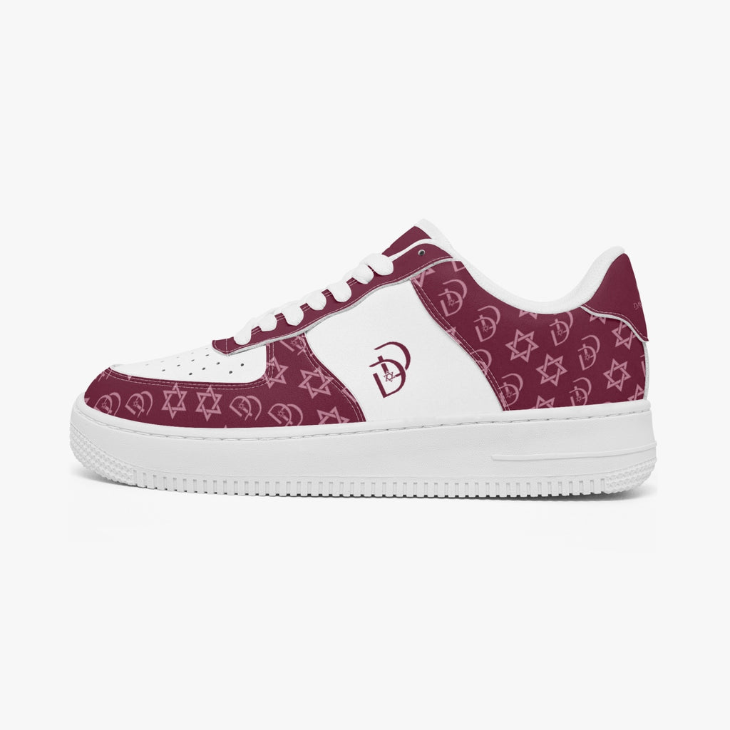 Unisex David Elevate Star Of David Leather David Denza Sneakers - Rich Burgundy