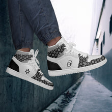 Load image into Gallery viewer, Unisex David Legends Star Of David High-Top Leather Sneakers David Denza - Black and White