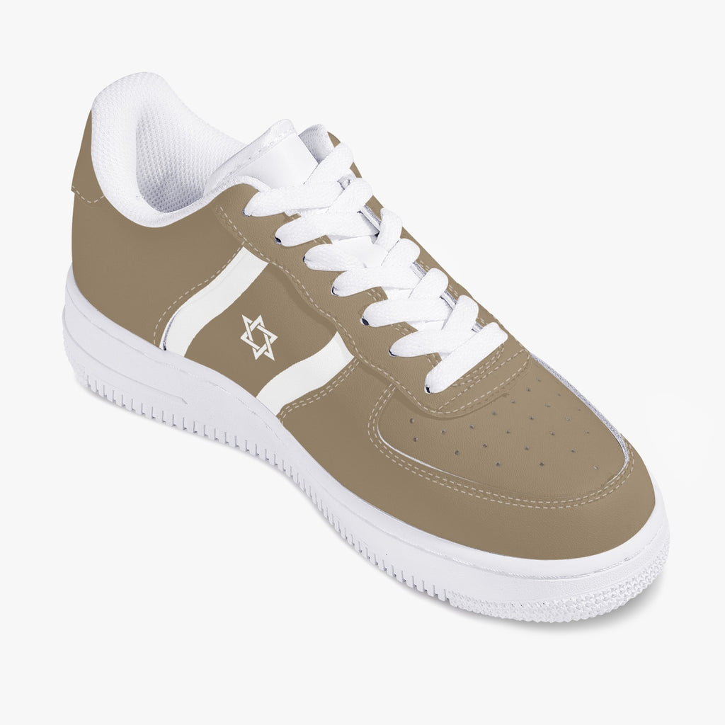 Unisex David Elevate Star Of David Low-Top Leather David Denza Sneakers - Brown-beige & White