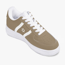 Load image into Gallery viewer, Unisex David Elevate Star Of David Low-Top Leather David Denza Sneakers - Brown-beige &amp; White