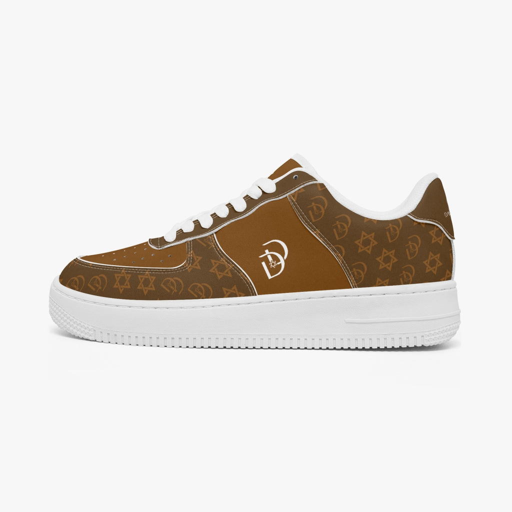 Unisex David Elevate Star Of David Leather David Denza Sneakers - Rich Brown & Light Tan