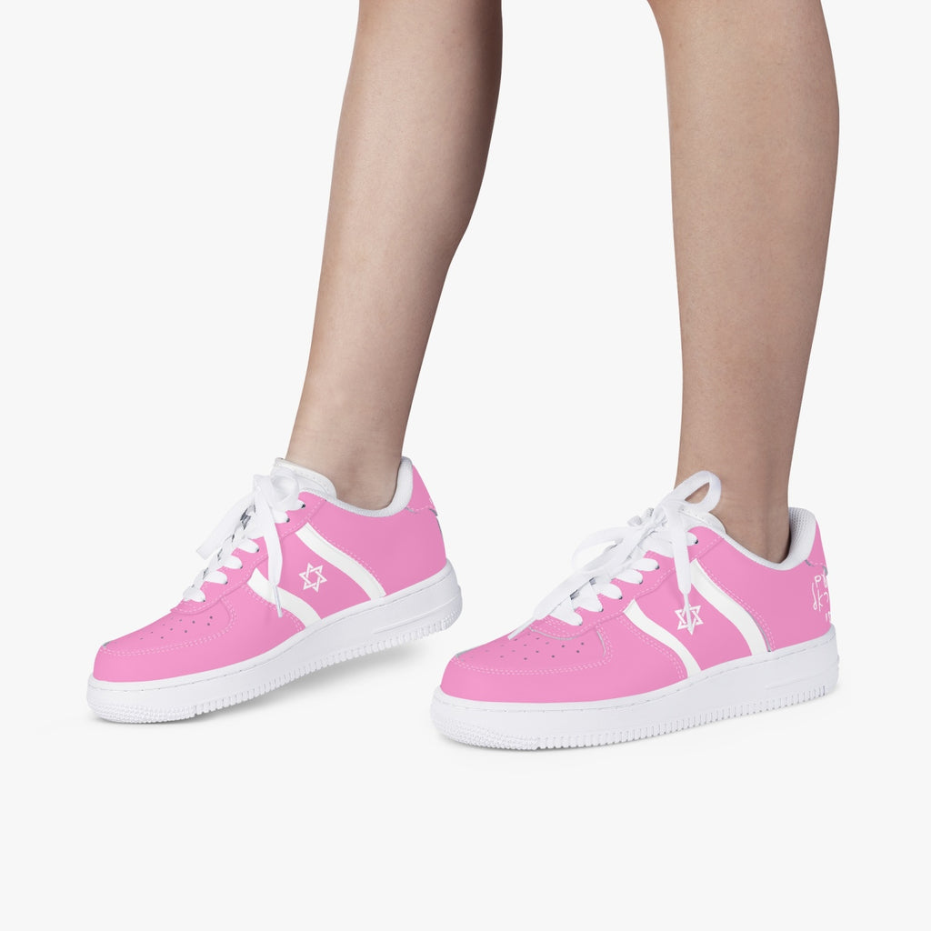 Unisex David Elevate Star Of David Low-Top Leather David Denza Sneakers - Pink and white