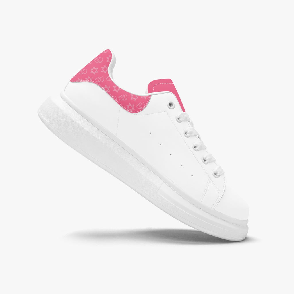 Unisex David Bold Star Of David Pattern Leather Oversized Sneakers - Pink Color