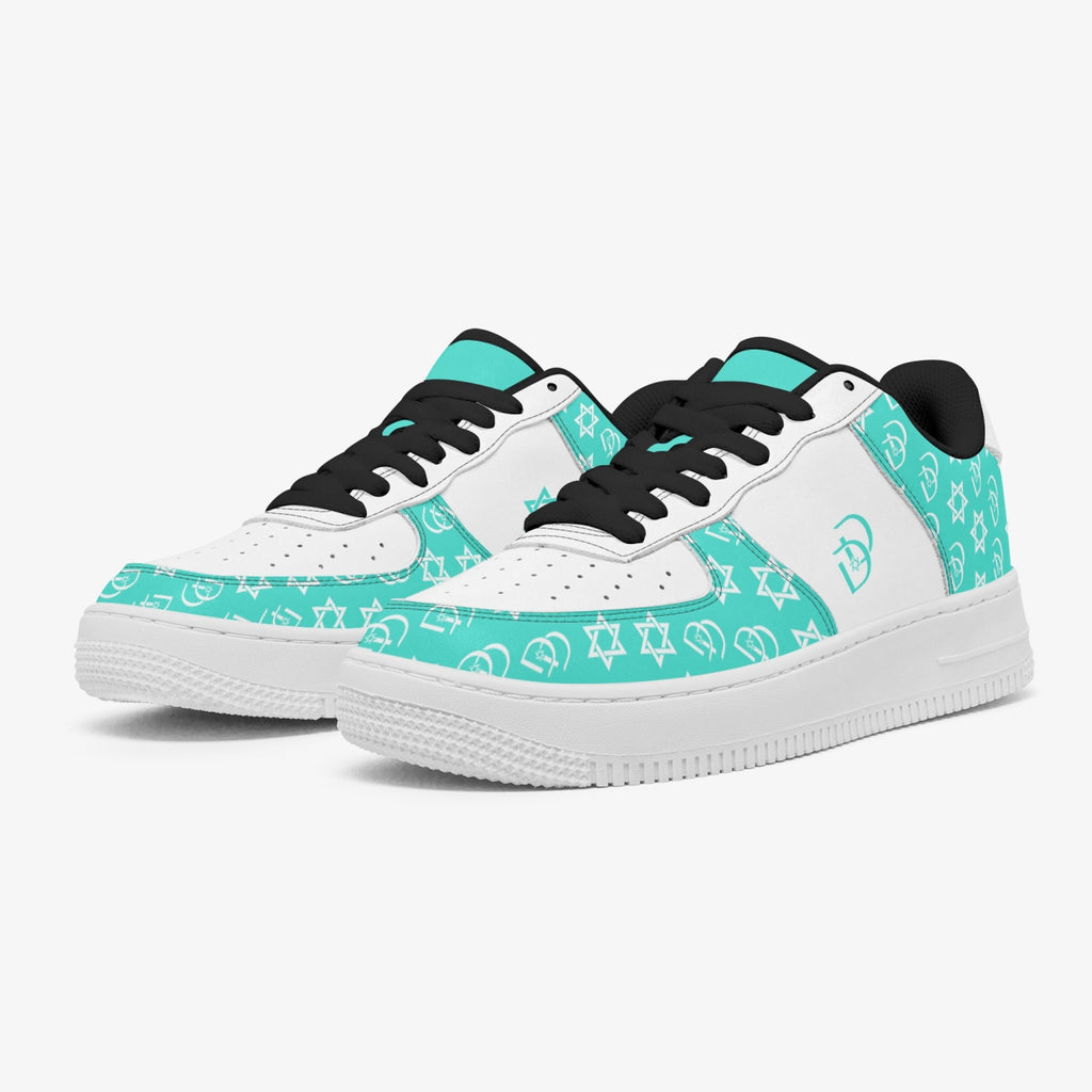 Unisex David Elevate Star Of David Leather David Denza Sneakers - Turquoise Color